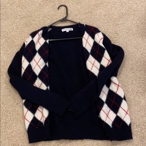 argyle blue cozy cardigan